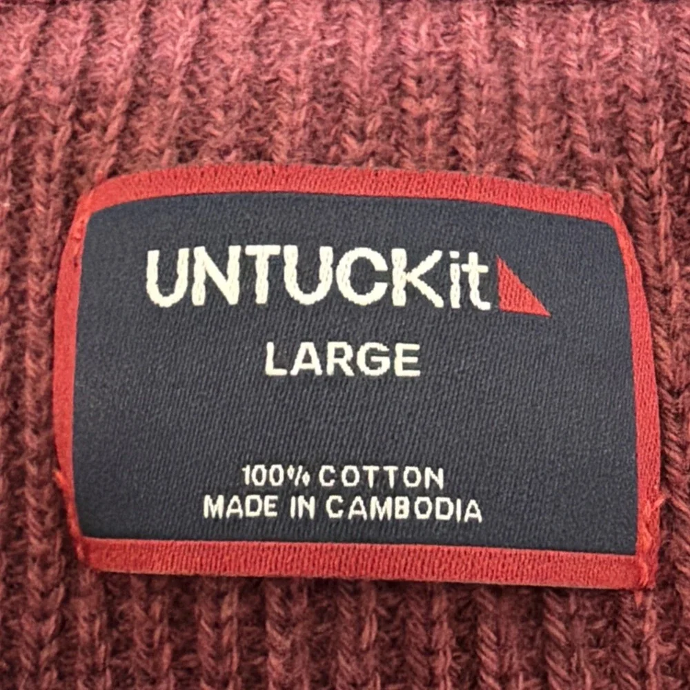 Untuckit Seaver Knit Sweater Men's Pullover Red Size Large Golf